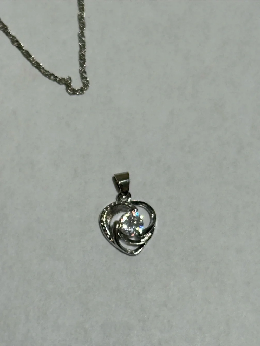 925 Sterling Silver Heart Necklace Earrings Set Swirl Pendant NWT